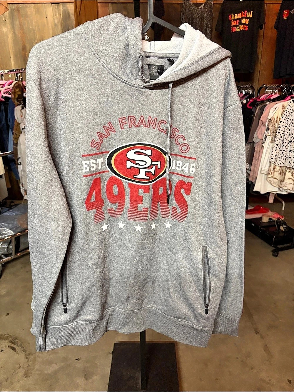 NFL Team Apparel 49ers Gray & Red Hoodie Size Medium